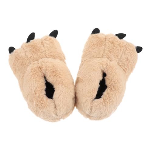 Beaupretty Cartoon Plüsch Hausschuhe Winter Warm Weiche Claw Slippers Damen Braun Gemütlich Innen Schuhe Kuschelig von Beaupretty