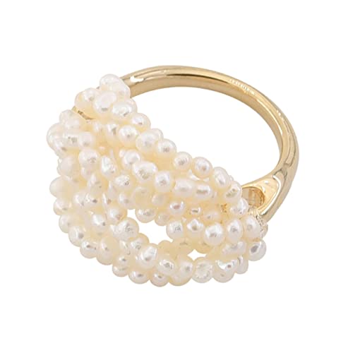 Beaupretty Chic Baumwollgewebter Perlenring Damen Natürliche Süßwasserperlen Mehrschichtiger Schmuck von Beaupretty
