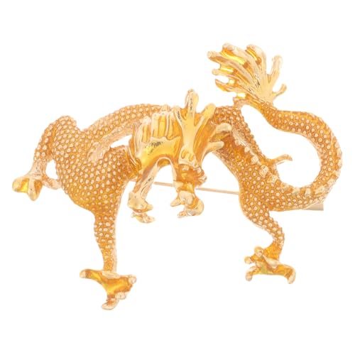 Beaupretty Chinesische Drachenbrosche Goldfarben Modisch Detailreich für Kleidung Mantel Pullover Schals Damen Schmuck Accessoire Lunar Year Decoration Geschenk von Beaupretty