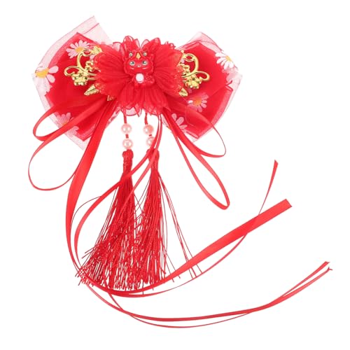 Beaupretty Chinesische Haarklammer mit Roten Quasten Hanfu Haarschmuck für Mädchen Vielseitiger Haarschmuck Traditionelle Haarspange für Chinesisches Neujahr und Festliche Anlässe von Beaupretty