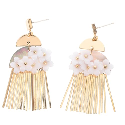 Beaupretty Chinesische Quastenohrringe Goldfarben Lange Baumelnde Ohrringe für Frauen Eleganter Boho Stil mit Blumendetails Leichte Ethno Accessoires Trendige Ohrhänger für Festliche Anlässe von Beaupretty