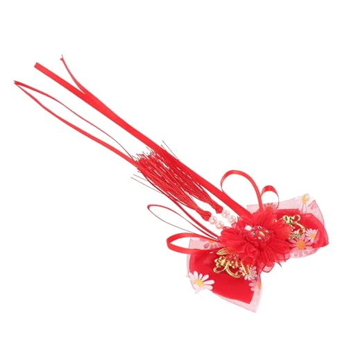 Beaupretty Chinesischer Haarschmuck Tassel Haarclip für Mädchen Hanfu Haaraccessoire Roter Quastenclip Festlicher Schmuck für Frühlingsfest und Besondere Anlässe von Beaupretty