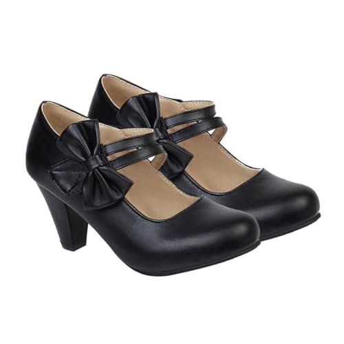 Beaupretty Chunky High Heels Damen Schuhe mit Schleife Grober Absatz Modisch Elegant Vielseitig Kombinierbar für Partys und Alltag Schwarz Beaupretty Chunky High Heels Damen Schuhe mit Schleife Grober Absatz Modisch Elegant Vielseitig Kombinierbar für Partys und Alltag Schwarz von Beaupretty
