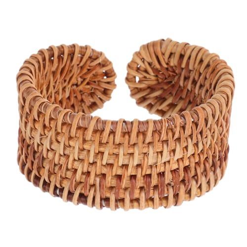 Beaupretty Chunky Rattan Bangle Handgefertigt Leichtes Strohbändchen Boho Armband Damen Sommer Ethno Schmuck von Beaupretty