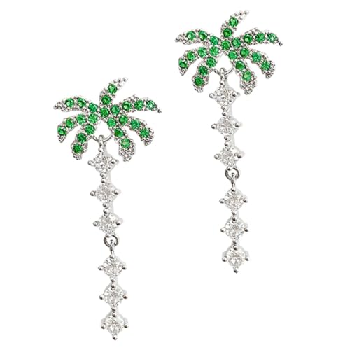 Beaupretty Coconut Tree Ohrringe Damen Tropfen Baumeln Zirkonia Strand Schmuck Elegant für Party Hochzeit Alltag von Beaupretty