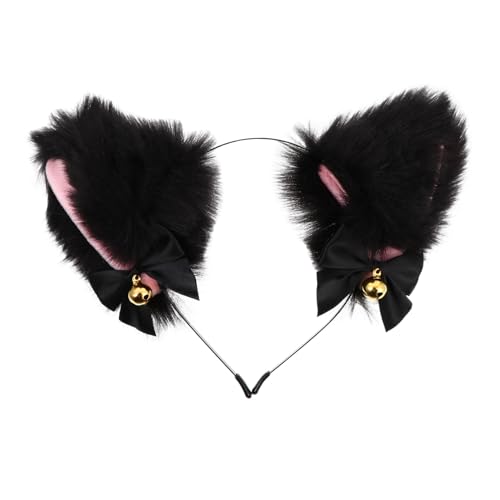 Beaupretty Cosplay Katzenohren Haarreif mit Glocken und Schleifen Kreative Plüsch Haarspange für Maskerade Kostümparty Geeignet für Frauen und Mädchen Niedlicher Kopfschmuck für Fest und von Beaupretty