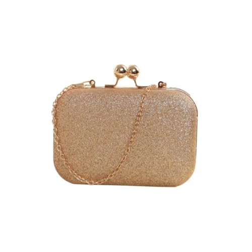 Beaupretty Damen Abend Clutch Kette Mini Clip Bag Handtasche Gold Kleine Schultertasche für Hochzeit Party Bankett Cocktail von Beaupretty