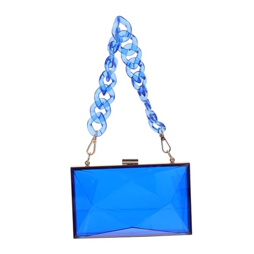 Beaupretty Damen Abendtasche Clutch Blau Diamantförmige Mode Handtasche mit Kette Stilvolle Umhängetasche für Party Hochzeit Geburtstag Geeignet für Damen Stilvoll und Transparent von Beaupretty