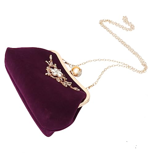 Beaupretty Strass Clutch Geldbörse für Damen Plüsch Abendtasche mit Kette Hochzeitsbankett Clutch Schultertasche für Partys von Beaupretty