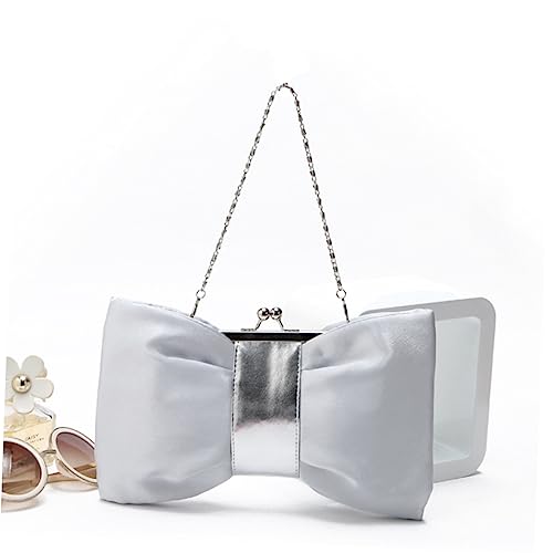 Beaupretty Damen Abendtasche mit Schleife PU Fashion Clutch Bag für Hochzeiten Partys und Abendveranstaltungen Silberne Umhängetasche mit Großer Kapazität und Elegantem Design Beaupretty Damen Abendtasche mit Schleife PU Fashion Clutch Bag für Hochzeiten Partys und Abendveranstaltungen Silberne Umhängetasche mit Großer Kapazität und Elegantem Design von Beaupretty