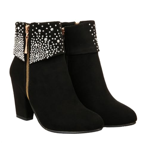 Beaupretty Damen Ankle Boots mit Grobem Absatz und Funkelnden Strasssteinen Winter und Hochzeitsstiefeletten Kurze Schwarze Schuhe Robustes PU Material für Party Arbeit und Festliche Anlässe Beaupretty Damen Ankle Boots mit Grobem Absatz und Funkelnden Strasssteinen Winter und Hochzeitsstiefeletten Kurze Schwarze Schuhe Robustes PU Material für Party Arbeit und Festliche Anlässe von Beaupretty