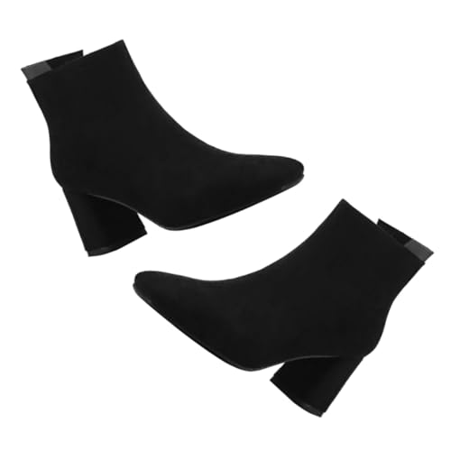 Beaupretty Damen Ankle Boots mit Mittelhohem Blockabsatz Quadratische Spitze Modische und Strapazierfähige Stiefeletten für Herbst und Winter Bequeme Kurzstiefel für Alltag Party und Büro von Beaupretty