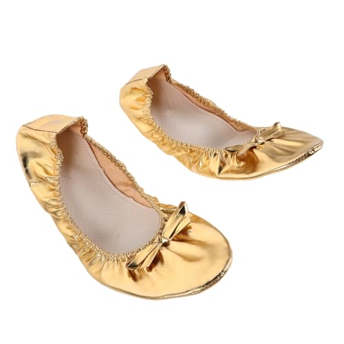 Beaupretty Damen Ballettschuhe Weiche Tanzschläppchen mit Stoßdämpfender Sohle Leicht und Flexibel für Bauchtanz Yoga Professionelle Split Sole Tanzpantoffeln in Gold von Beaupretty