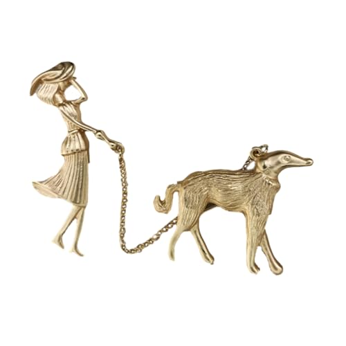 Beaupretty Damen Brosche Legierung mit Mattgoldenem Hundespaziergang Anstecknadel für Pullover Blusen Jacken Vielseitiges Accessoire für Alltag und Events von Beaupretty