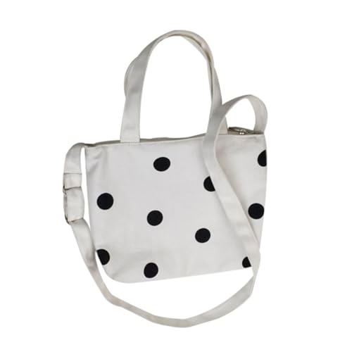 Beaupretty Damen Canvas Schultertasche mit Punktmuster Verstellbarer Gurt Leichte Tragbare Handtasche mit Reißverschluss Modische Sommer Tasche für Alltag für Frauen von Beaupretty