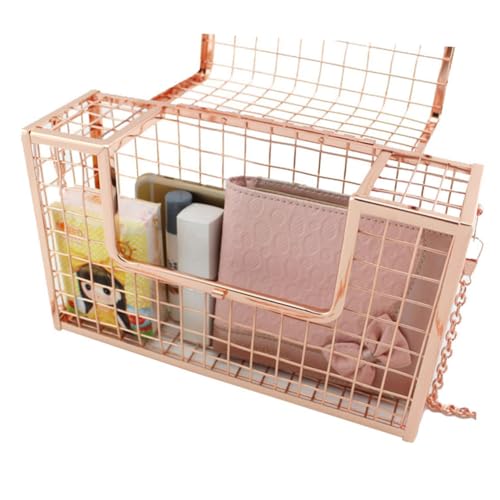 Beaupretty Damen Clutch Handtasche mit Hohlkasten Design Leichte Metall Abendtasche für Party Prom und Alltag Geometrische Form Goldfarben Kompakt für Schlüssel Geldbörse Smartphone von Beaupretty