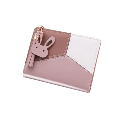 Beaupretty Damen Geldbörse Kurz PU Portabel mit Reißverschluss und Tassel Strapazierfähig Multifunktional für Karten Münzen und Kleingeld Modisch Klein Handlich Rosa von Beaupretty