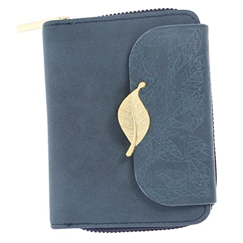 Beaupretty Damen Geldbörse PU Kurz und Kompakt mit Reißverschluss Große Kapazität für Kreditkarten und Bargeld für Unterwegs Blau von Beaupretty