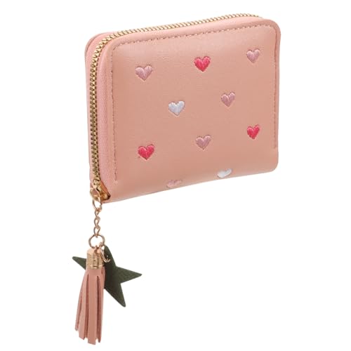 Beaupretty Damen Geldbörse PU Kurze Clutch mit Reißverschluss Modischer Geldbeutel für Karten Kompakt und Leicht für Reisen und Alltag Zartem Rosa von Beaupretty