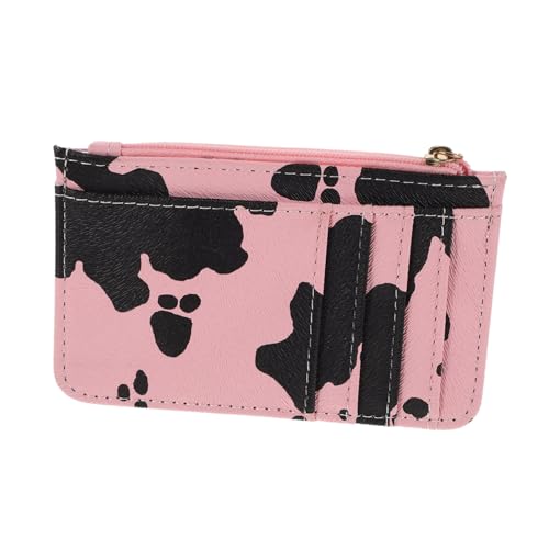 Beaupretty Damen Geldbörse mit Schlüsselanhänger PU Portemonnaie im Kuhmuster Kompakt und Leicht Karten und Münzfach Praktischer Kreditkartenhalter für Alltag und Reise von Beaupretty
