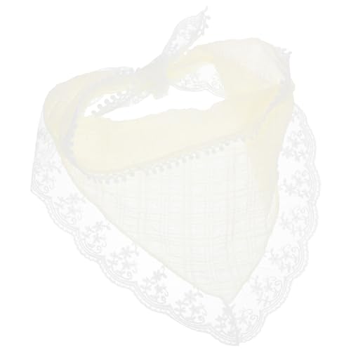 Beaupretty Damen Haarschal Spitze Haarbandana Dreieck Kopftuch Mädchen Blumen Haarschal Vintage Stirnband Boho Blumen Haarschal Beige von Beaupretty