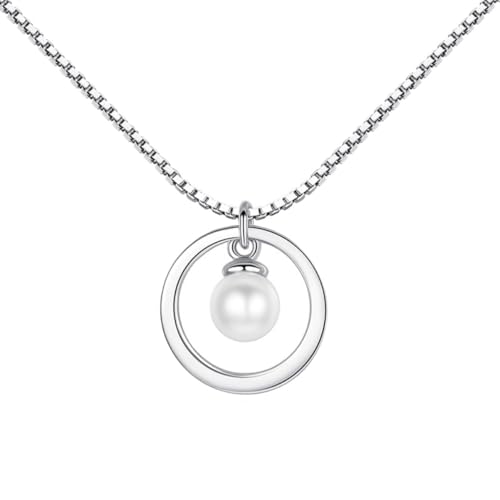 Beaupretty Damen Halskette Sterlingsilber mit Rundem Perlenanhänger Modische Schmuckkette für Besondere Anlässe Stilvolles Accessoire für Frauen Fein Verarbeitet und Ansprechend von Beaupretty