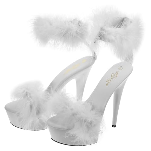 Beaupretty Damen High Heels Sandalen Weiß Schlanker Absatz Rutschfeste Sohle Eleganter Look für Partys und Alltag Stilvolle Plattformschuhe für Frauen Zufällige Farbe von Beaupretty