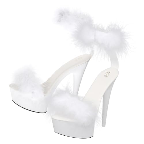 Beaupretty Damen High Heels Sandalen Weiß mit Schrägem Absatz Rutschfest und Atmungsaktiv Modische Sommerliche Damenschuhe für Alltag und Party Langlebig und von Beaupretty
