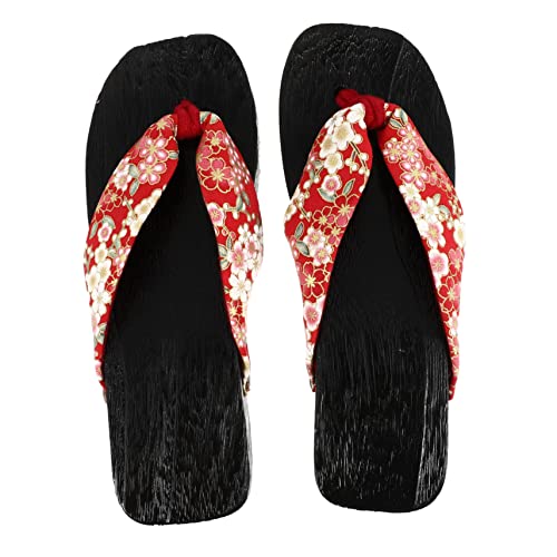 Beaupretty Damen Holzclogs Sandalen Sommer Clogs Hausschuhe Traditionelle Japanische Flip Flops Hoher Absatz Rutschfest Bequeme Badeschuhe für Strand und Alltag von Beaupretty