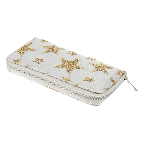 Beaupretty Damen Langformat Geldbörse PU Leder mit Sternmuster Großer Reißverschluss Geldbeutel Multifunktionale Brieftasche für Frauen Geräumige Karten und Bargeldaufbewahrung Leicht und von Beaupretty