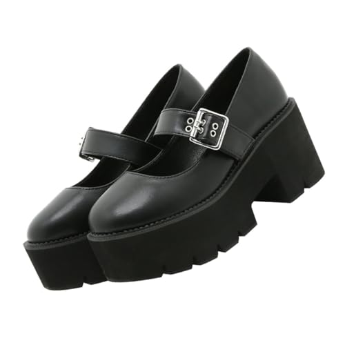 Beaupretty Damen Lederschuhe mit Metallverschluss Runde Zehen Bequeme Freizeitschuhe mit Rutschfester Sohle Modisch und Atmungsaktiv Geeignet für Alltag und Party Schwarz Beaupretty Damen Lederschuhe mit Metallverschluss Runde Zehen Bequeme Freizeitschuhe mit Rutschfester Sohle Modisch und Atmungsaktiv Geeignet für Alltag und Party Schwarz von Beaupretty