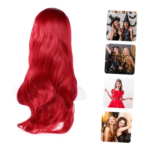 Beaupretty Damen Lockige Perücke Gradient Farbverlauf Cosplay Party Hochtemperaturfaser Synthetische Welliges Haarteil Komfortable Netzhaube Verstellbar Natürliches Aussehen von Beaupretty