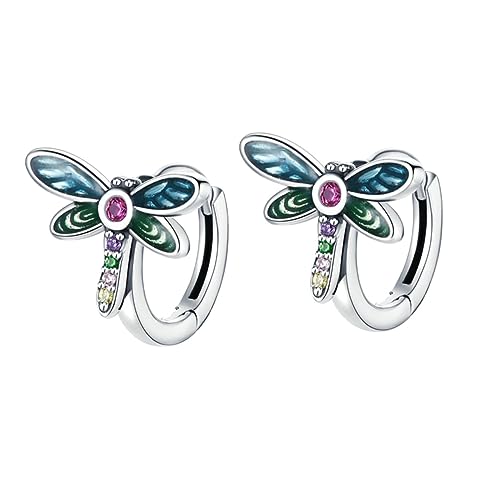 Beaupretty Damen Ohrringe im Dragonfly Design Sterling Silber mit Bunten Zirkonia Accessoires für Festivals und Besondere Anlässe Hautfreundlich und von Beaupretty