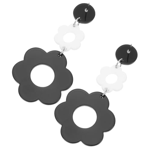 Beaupretty Damen Ohrringe mit Kontrastfarbenen Blumen Leichte Dangle Ohrringe Bequeme Statement Accessoires für Alltag Party Geeignet Schwarweiß von Beaupretty