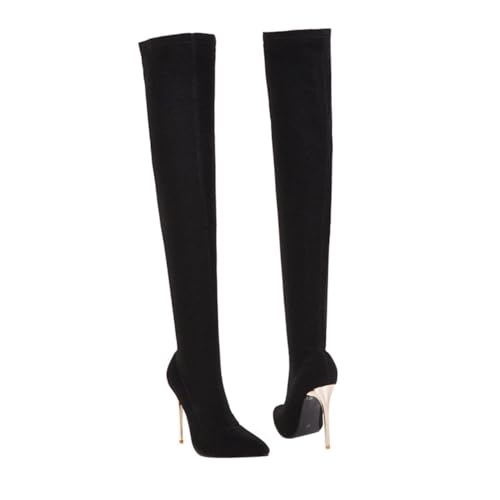 Beaupretty Damen Overknee Stiefel mit Dünnem Absatz Hohe Langschaft Stiefel Modische High Heel Boots Bequeme Atmungsaktive Innensohle Vielseitig für Alltag Party Arbeit und Shopping Geeignet von Beaupretty