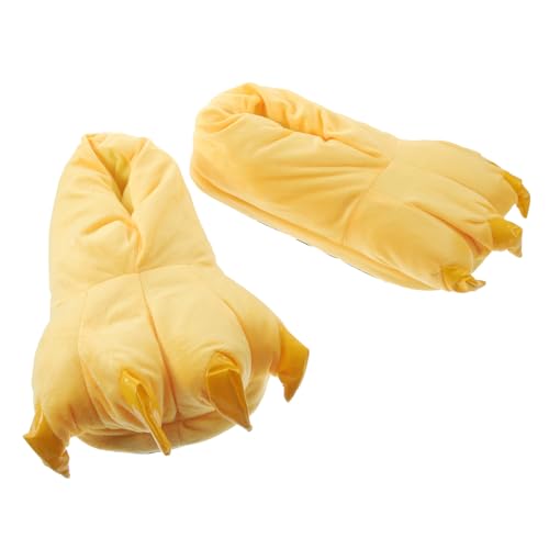 Beaupretty Damen Plüsch Hausschuhe Winter Warm Cartoon Krallen Design Weiche Indoor Schuhe für Zuhause und Büro Kuschelige Fußbekleidung Gelb Große von Beaupretty