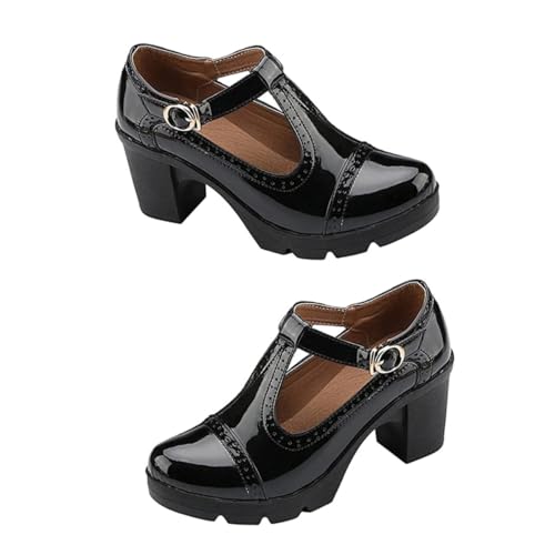 Beaupretty Damen Pumps mit Chunky Absatz Rundzehen Langlebig Leichter Komfort Stilvolle Schuhe für Arbeit Party Shopping Sommer Schwarz von Beaupretty