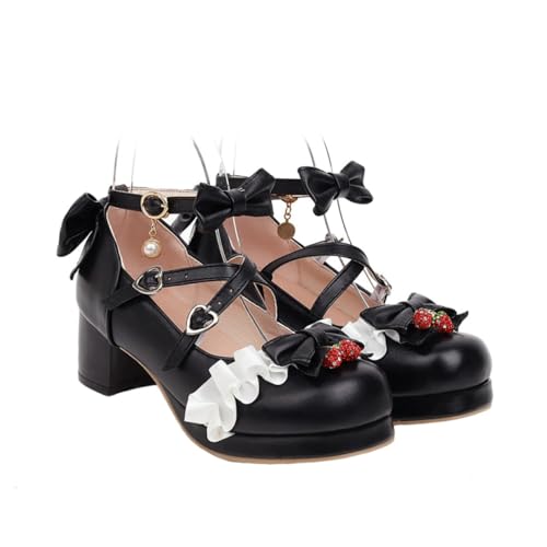 Beaupretty Damen Pumps mit Schleifenverzierung Mittelhoher Blockabsatz Alltagsschuhe für Frauen Vielseitig Kombinierbar zu Hosen und Röcken Komfortabel für Arbeit und Freizeit von Beaupretty