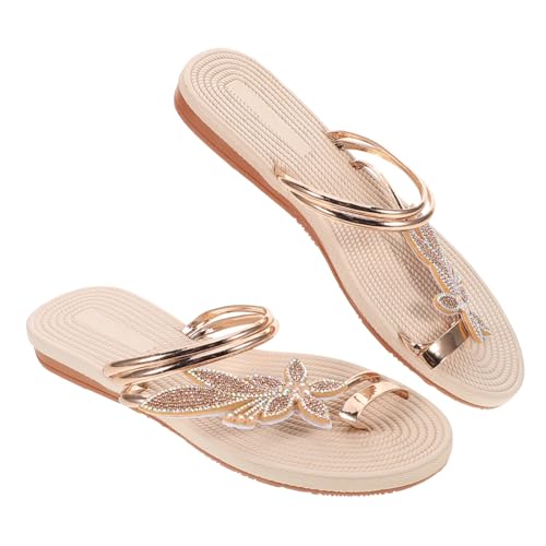 Beaupretty Damen Sandalen Flach Sommer Maple Leaf Zehenring Strand Sandalen Elastisch Rutschfest Modisch für Urlaub und Alltag von Beaupretty