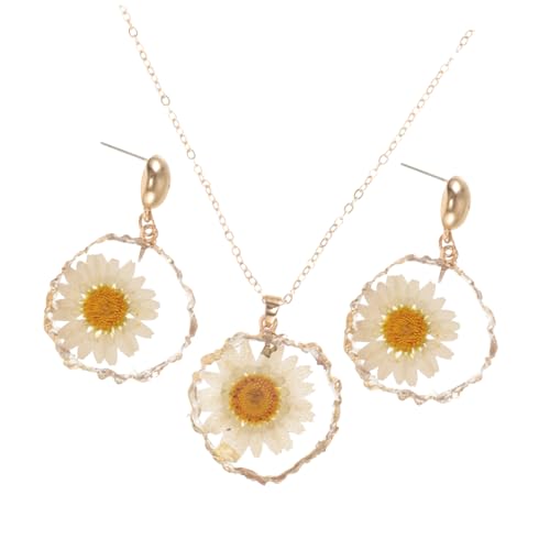 Beaupretty Damen Schmuckset mit Statement Daisy Anhänger Leichtes und Hypoallergenes Ketten und Ohrring Set Verarbeitung Modisches Blüten Design für Alltag und Besondere Anlässe von Beaupretty