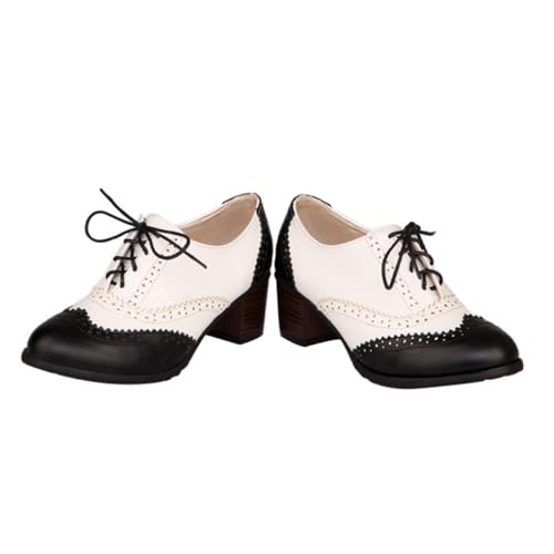 Beaupretty Damen Schnürhalbschuhe mit Stabilem Blockabsatz Atmungsaktiv und rutschfest Hochwertige Materialien Bequeme Lacing Schuhe für Alltag und Büro Modische Frauen Schuhe von Beaupretty