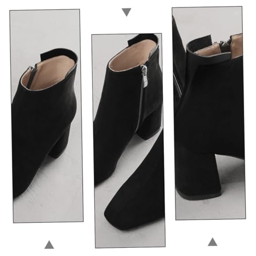 Beaupretty Damen Stiefeletten mit Quadratischer Spitze und Mittelhohem Blockabsatz Stilvolle Kurze Boots für Herbst und Alltag Bequemes An Ausziehen Vielseitig Kombinierbar zu Jeans und von Beaupretty
