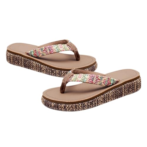 Beaupretty Damen Wedgesandalen Sommer Keilabsatz Rutschfest Dicke Sohle Atmungsaktiv Modisch Strand Freizeit Schuhe Elegant Dunkelbraun von Beaupretty