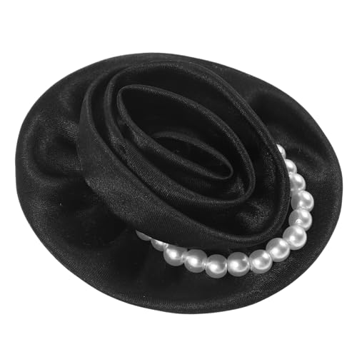 Beaupretty Damenbrosche mit Stoffrose und Perlen Dekorative Anstecknadel für Kleider Hochzeit und Festliche Anlässe Modisches Accessoire in Schwarz Hochwertiger Sicherheitsnadel Broschenpin von Beaupretty