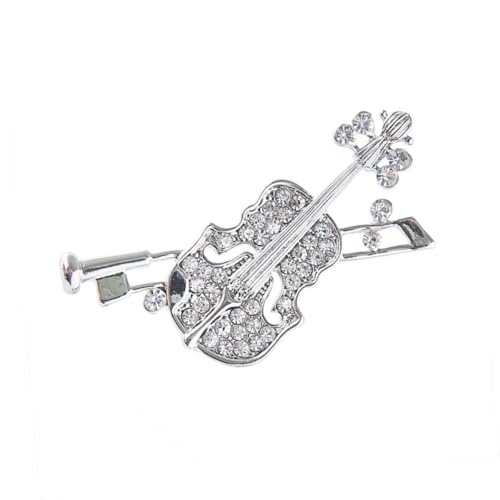 Beaupretty Delikate Violin Brosche mit Funkelnden Strasssteinen Silberfarbene Anstecknadel für Kleidung Damen Schmuck Vielseitig Tragbar an Kleidern Taschen und Schals von Beaupretty