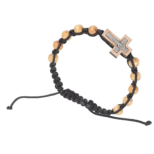 Beaupretty Delikates Rosary Armband mit Verstellbarer Holzperlen und Kreuz Anhänger Symbolisiert und Ist für Damen und Herren Geeignet von Beaupretty