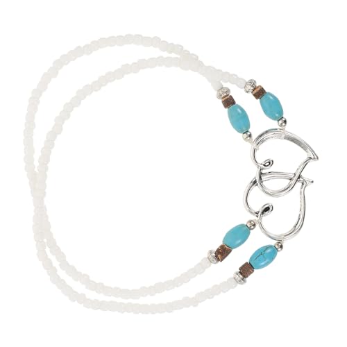 Beaupretty Doppellagiges Fußkettchen für Damen mit Elastischem Beidseitige Perlen und Türkisfarben Leichtes Langlebiges Boho Schmuckstück für Sommer Urlaub und Alltag von Beaupretty