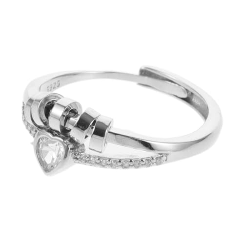 Beaupretty Doppelreihiger Damenring mit Herzmotiv Verstellbarer Fingerring Eleganter Schmuck für Frauen Leichtes Design für Geburtstag Weihnachten Valentinstag und von Beaupretty