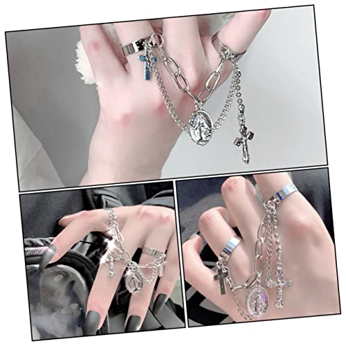 Beaupretty Double Finger Ring Offener Cross Modeling Schmuck Damen Herren Festival Party von Beaupretty