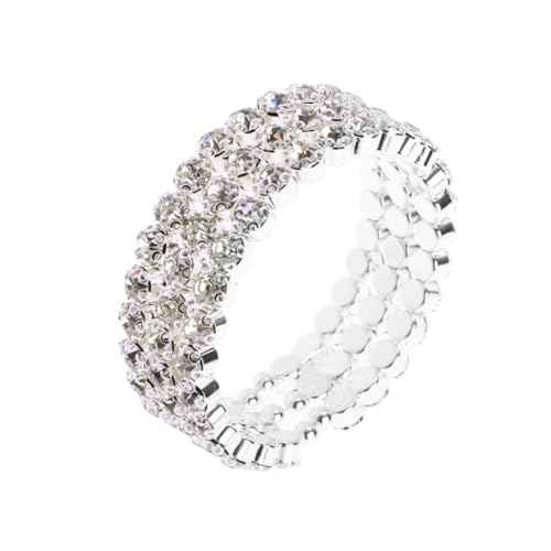 Beaupretty Dreilagiger Offener Armreif mit Strasssteinen für Damen Silbernes Armband Funkelndes Design Eleganter Schmuck für Hochzeit Party und Besondere Anlässe von Beaupretty